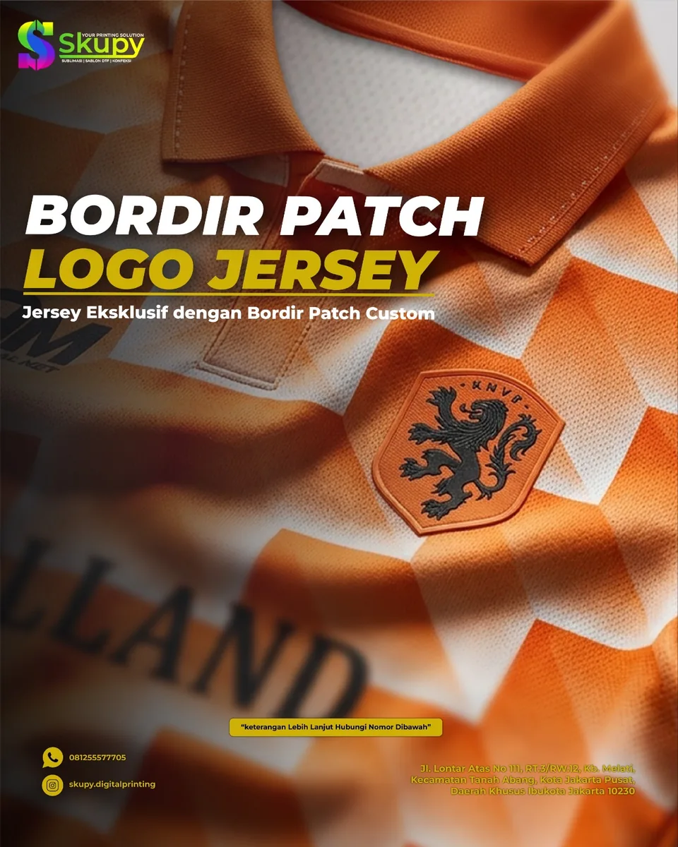 Bordir patch logo jersey custom eksklusif