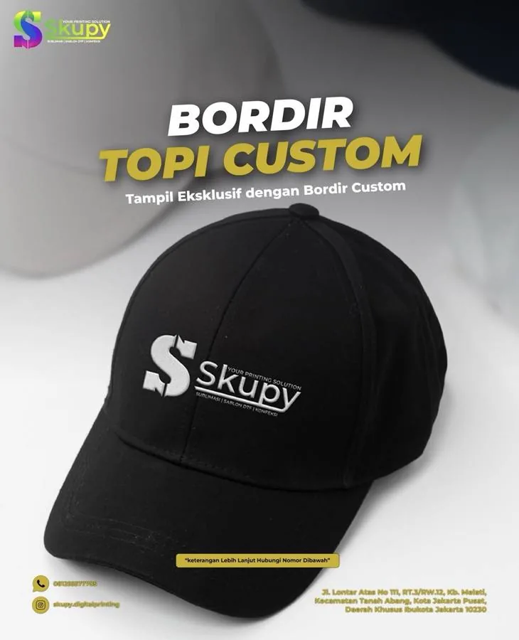 Bordir Topi Custom Skupy