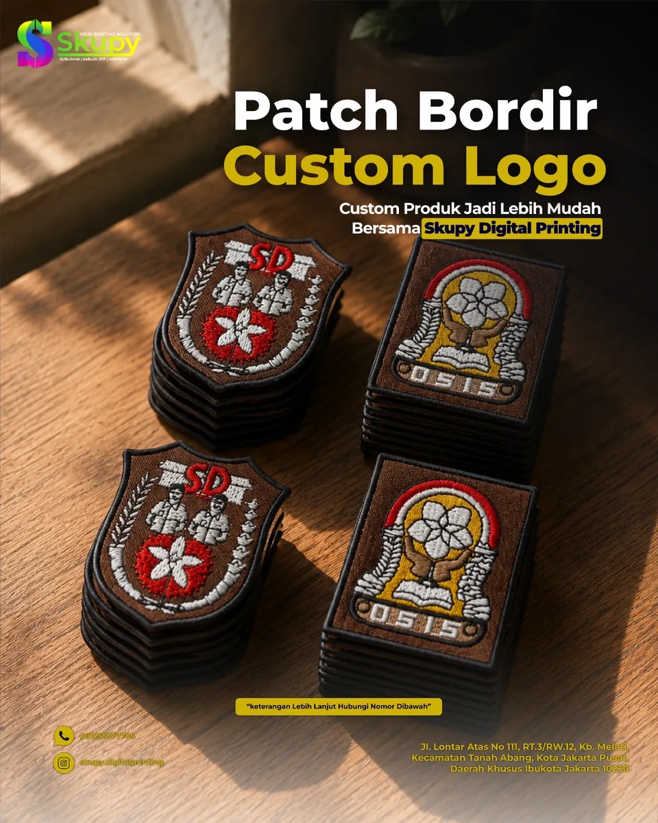 Patch bordir custom logo sekolah hasil produksi Skupy